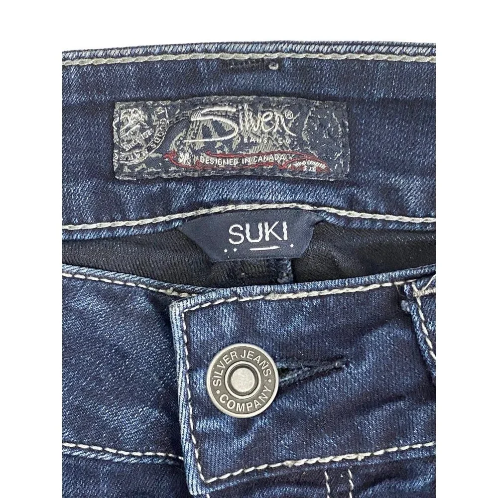 Silver Jeans Suki Mid Pencil Skinny Jeans 28/31 Med Dark Wash - Picture 9 of 12